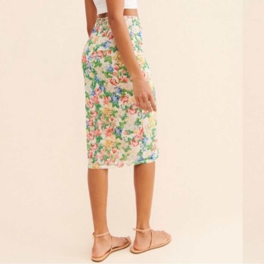 NWOT AFRM Floral Slip Midi Skirt Small - Picture 2 of 4